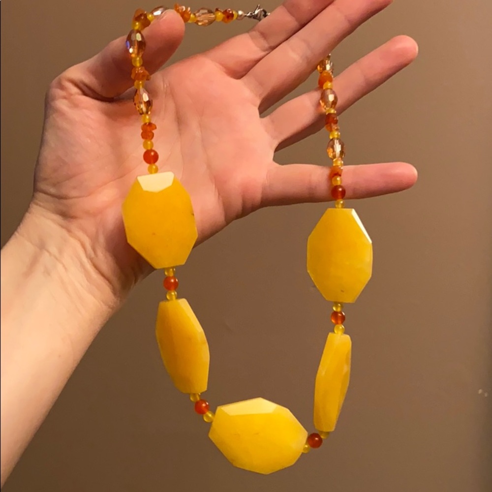 Chunky Yellow Genuine Stone Necklace - Picture 5 of 6